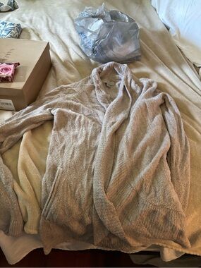 Barefoot Dreams Plush Shawl-Collar Cardigan - Light Beige